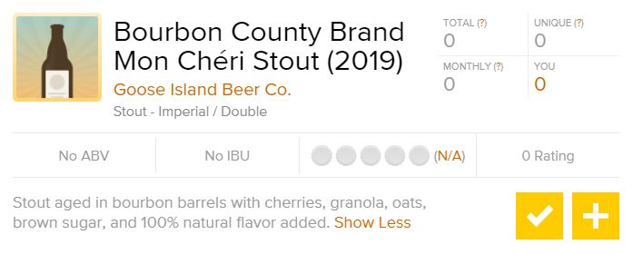 Bourbon County Brand Mon Cheri Stout 2019