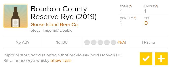 Bourbon County Reserve Rye 2019